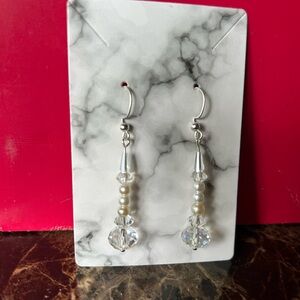 Elegant Crystal and Pearl Drop Earrings